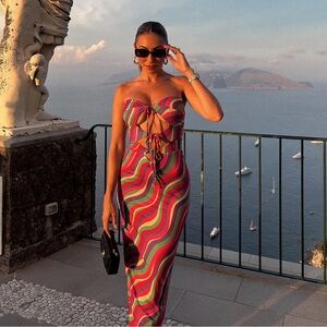 RESA Colorful Striped Maxi Dress